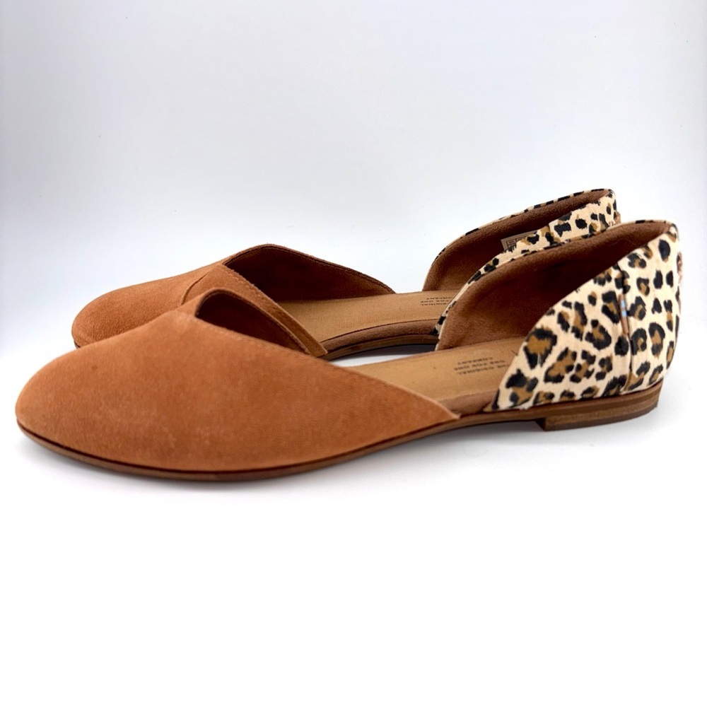 TOMS Jutti Brown Cheetah Animal Print Slip On D 'Orsay Flats Women's Size 8.5